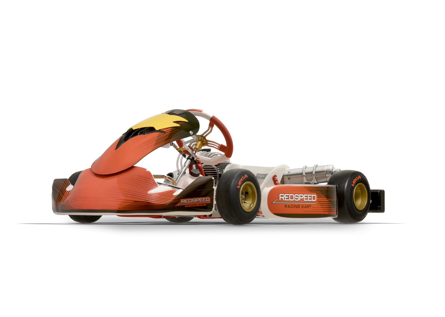 Front Left Side of a Redspeed Rookie EVM/25 Kart.