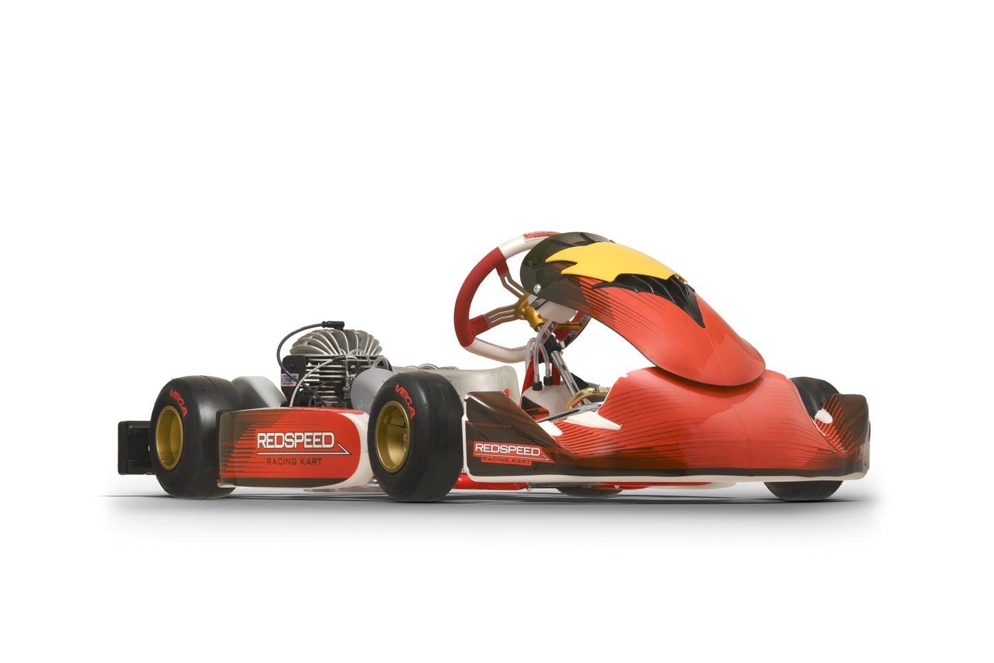 Front Right of a Redspeed Rookie EVM/25 Kart.