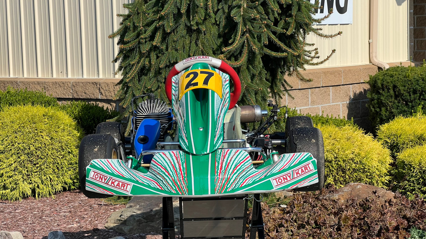 Front of a 2023 Tony Kart Cadet with Swift Engine.