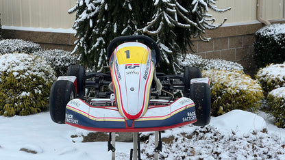 Front of a Race Factory Kid Kart.