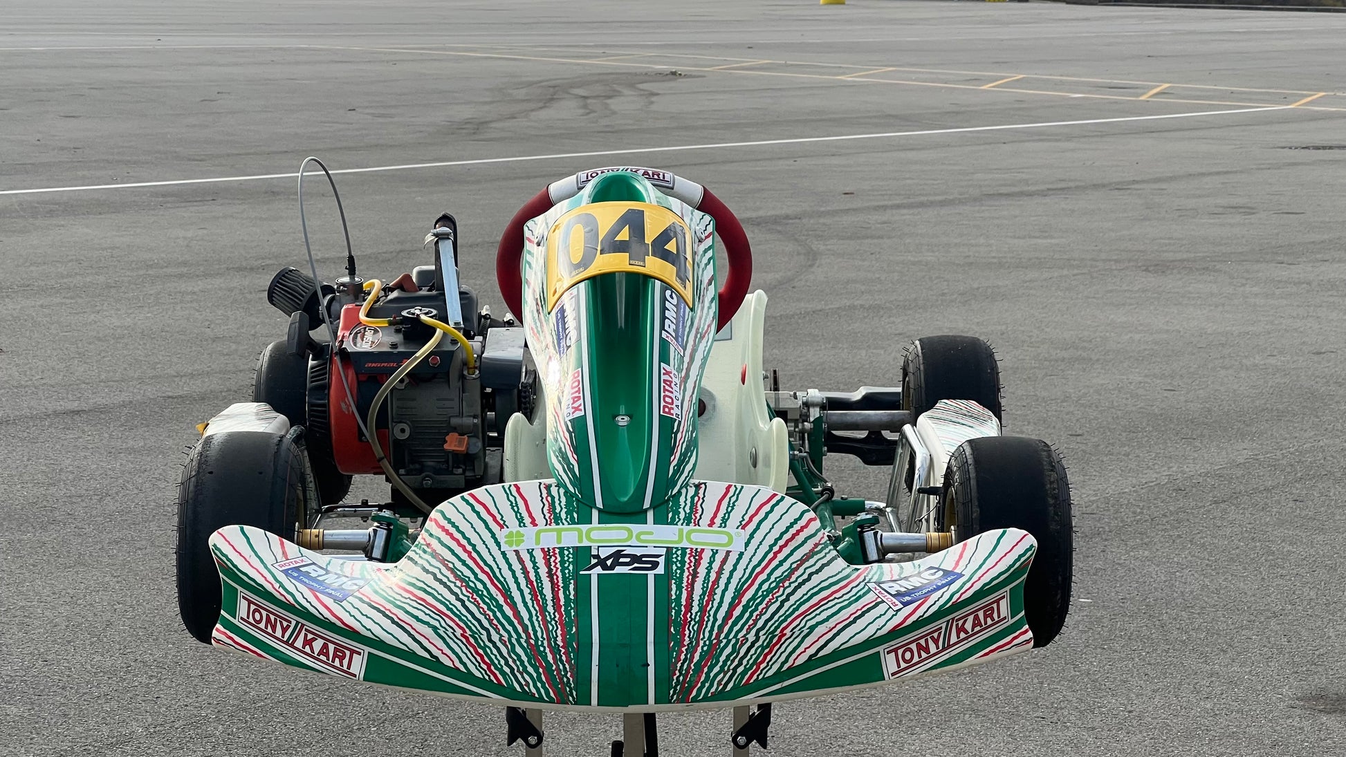 Front of a 2024 Tony Kart Cadet Kart with Lawson LO206 Engine.