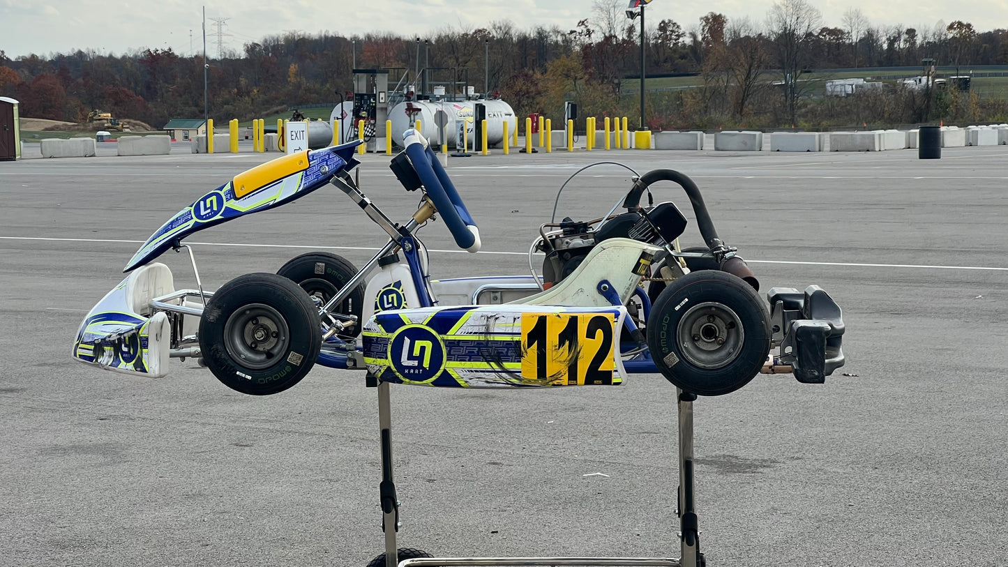 Left Side of a 2024 LN Cadet Kart with a Lawson Speed Shop LO206 Engine.