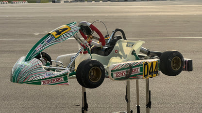 Front Left Side of a 2024 Tony Kart Cadet Kart with Lawson LO206 Engine.