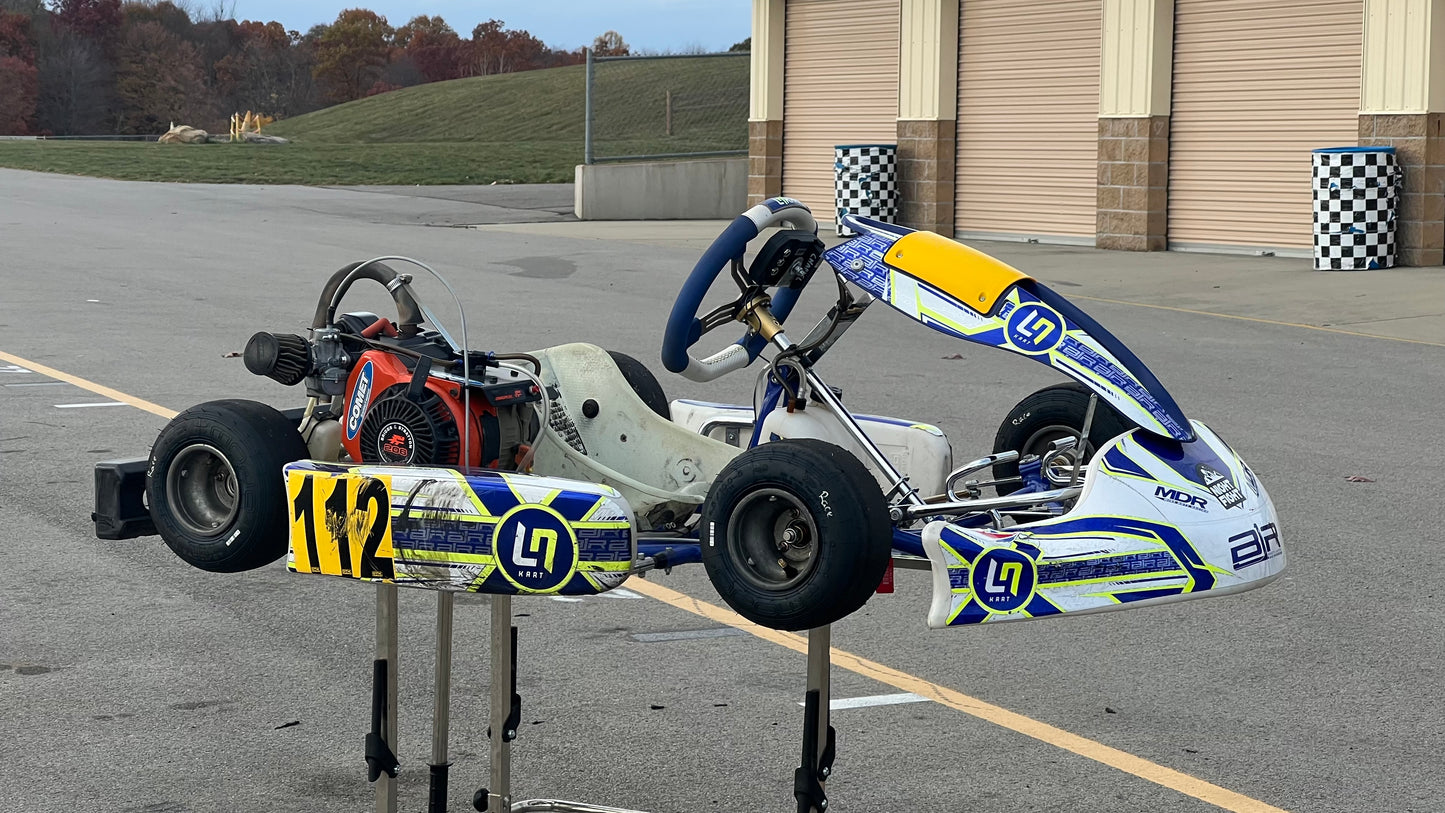 Right Side of a 2024 LN Cadet Kart with a Lawson Speed Shop LO206 Engine.